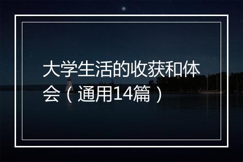 大学生活的收获和体会（通用14篇）