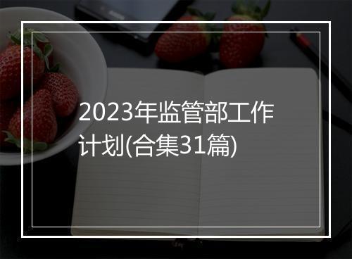 2023年监管部工作计划(合集31篇)