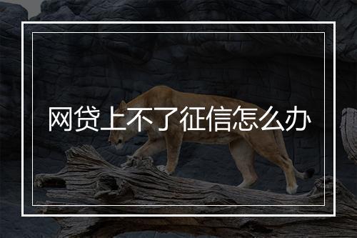 网贷上不了征信怎么办