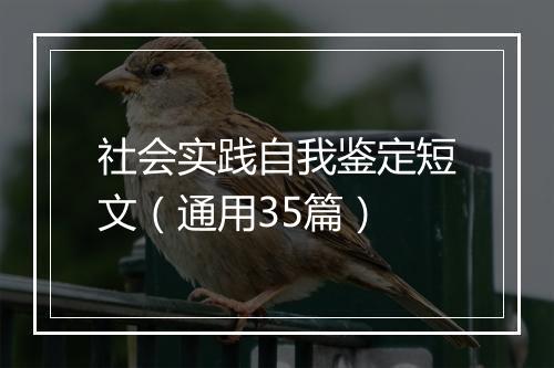 社会实践自我鉴定短文（通用35篇）