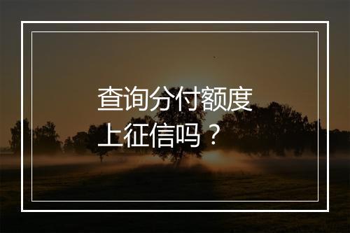 查询分付额度上征信吗？