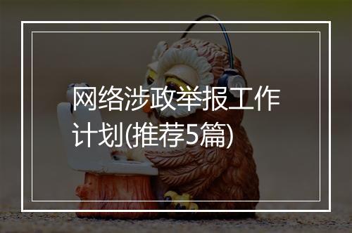 网络涉政举报工作计划(推荐5篇)