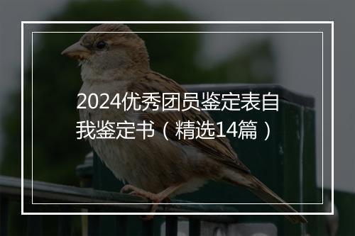 2024优秀团员鉴定表自我鉴定书（精选14篇）