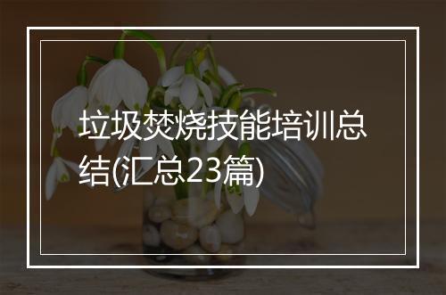 垃圾焚烧技能培训总结(汇总23篇)