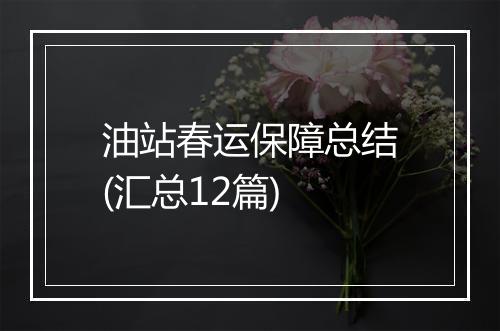 油站春运保障总结(汇总12篇)