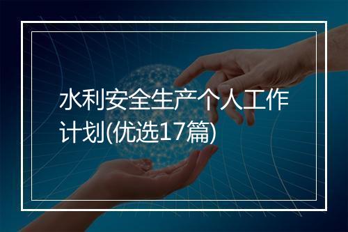 水利安全生产个人工作计划(优选17篇)