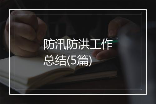 防汛防洪工作总结(5篇)