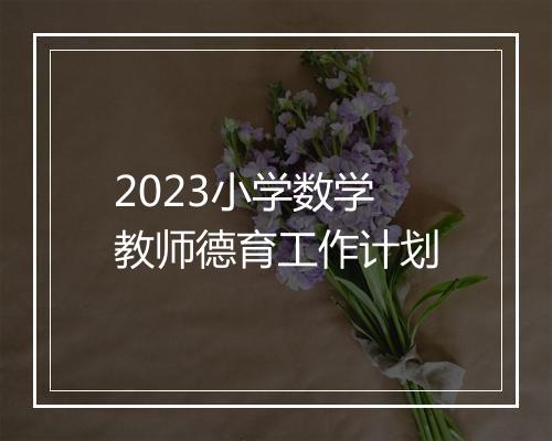 2023小学数学教师德育工作计划