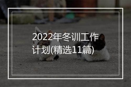 2022年冬训工作计划(精选11篇)