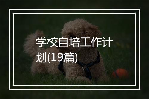 学校自培工作计划(19篇)