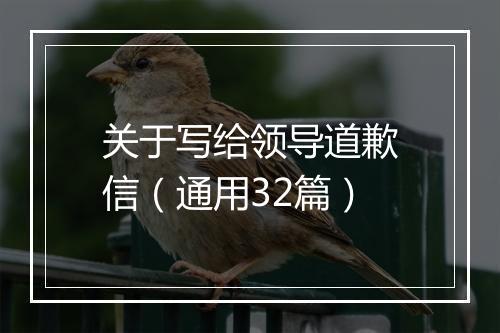 关于写给领导道歉信（通用32篇）