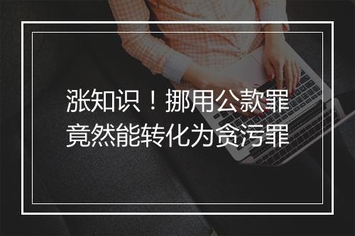 涨知识！挪用公款罪竟然能转化为贪污罪