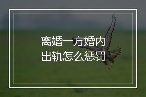 离婚一方婚内出轨怎么惩罚