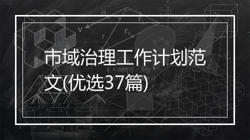 市域治理工作计划范文(优选37篇)