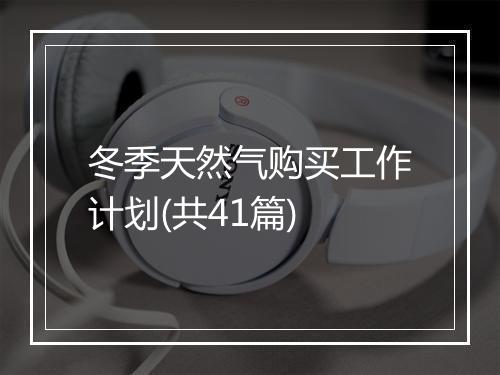 冬季天然气购买工作计划(共41篇)
