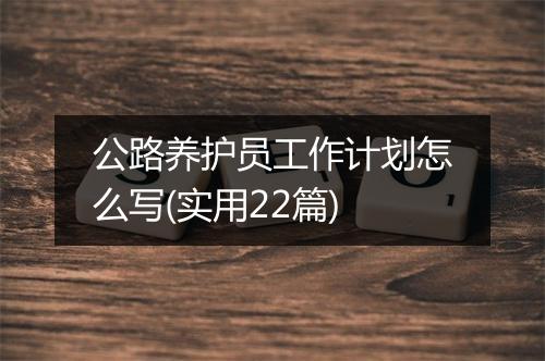 公路养护员工作计划怎么写(实用22篇)
