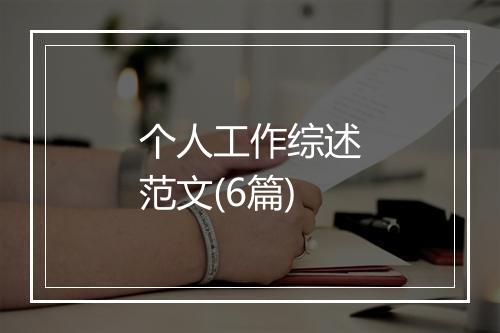 个人工作综述范文(6篇)