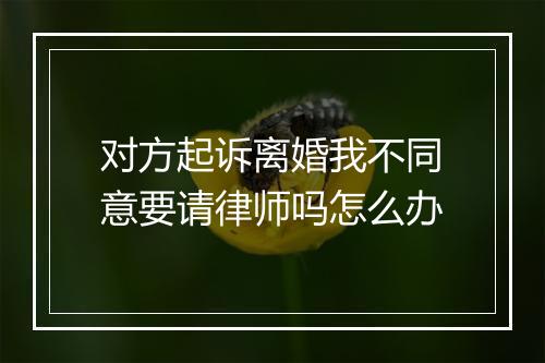 对方起诉离婚我不同意要请律师吗怎么办