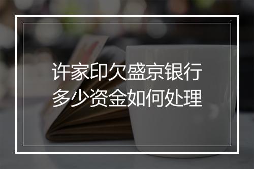 许家印欠盛京银行多少资金如何处理