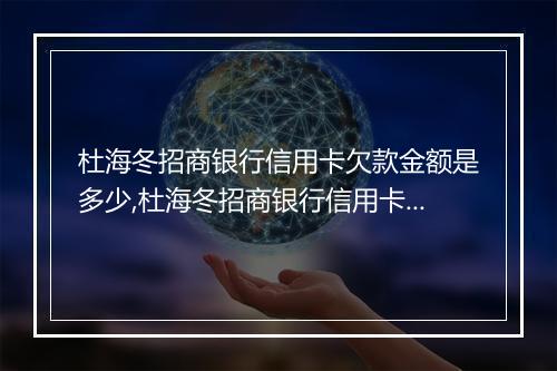 杜海冬招商银行信用卡欠款金额是多少,杜海冬招商银行信用卡欠款详细数额