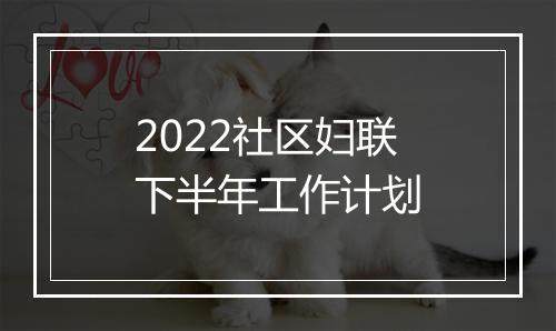 2022社区妇联下半年工作计划