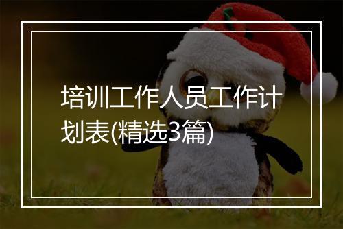 培训工作人员工作计划表(精选3篇)