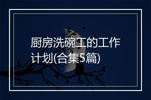 厨房洗碗工的工作计划(合集5篇)
