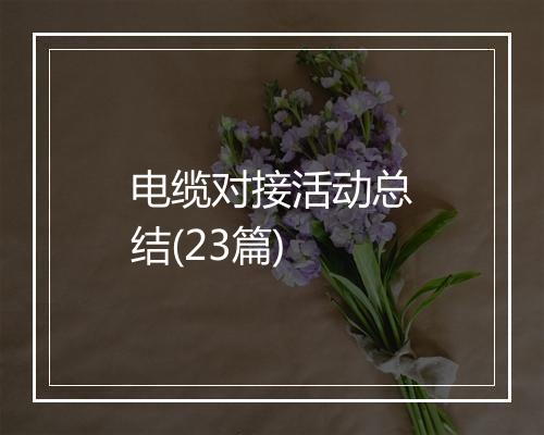 电缆对接活动总结(23篇)