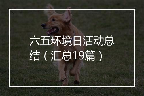 六五环境日活动总结（汇总19篇）