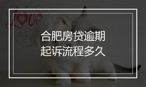合肥房贷逾期起诉流程多久