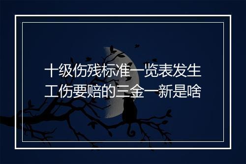 十级伤残标准一览表发生工伤要赔的三金一新是啥