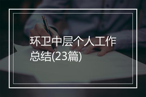 环卫中层个人工作总结(23篇)