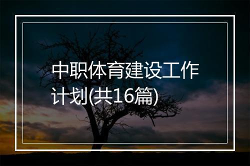 中职体育建设工作计划(共16篇)