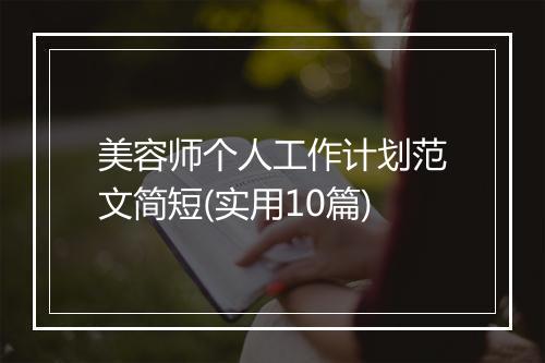 美容师个人工作计划范文简短(实用10篇)