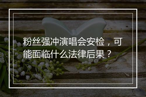 粉丝强冲演唱会安检，可能面临什么法律后果？