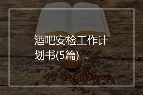 酒吧安检工作计划书(5篇)