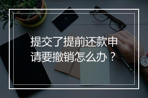 提交了提前还款申请要撤销怎么办？