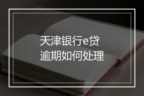 天津银行e贷逾期如何处理