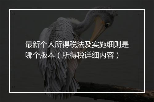 最新个人所得税法及实施细则是哪个版本（所得税详细内容）