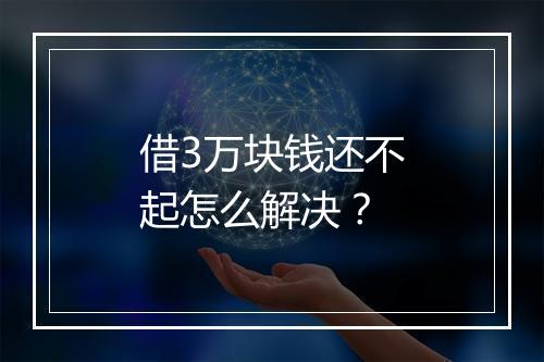 借3万块钱还不起怎么解决？