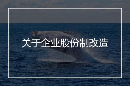 关于企业股份制改造