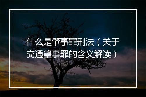 什么是肇事罪刑法（关于交通肇事罪的含义解读）