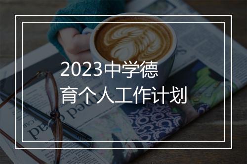 2023中学德育个人工作计划