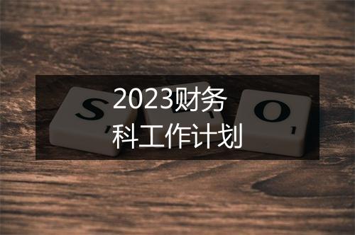 2023财务科工作计划