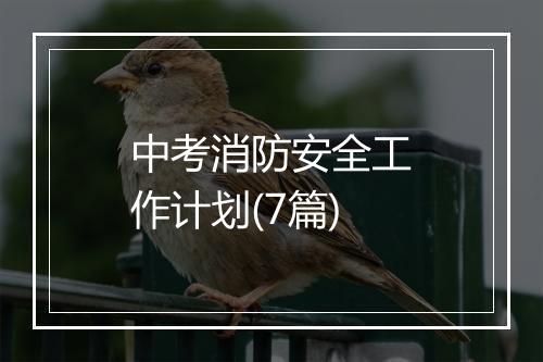 中考消防安全工作计划(7篇)
