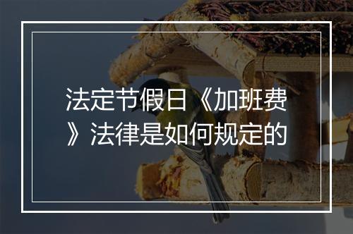 法定节假日《加班费》法律是如何规定的