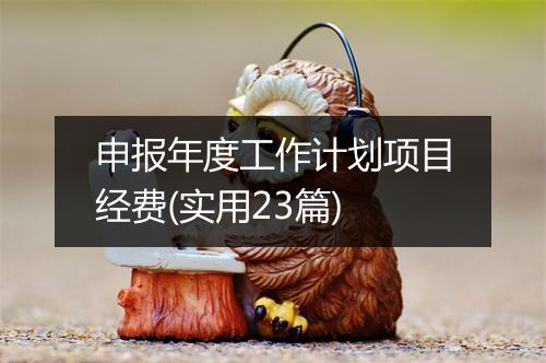 申报年度工作计划项目经费(实用23篇)