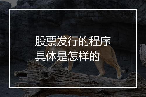 股票发行的程序具体是怎样的