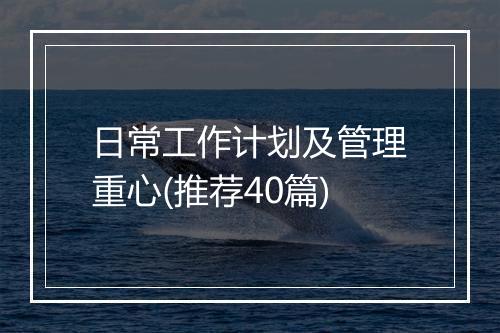 日常工作计划及管理重心(推荐40篇)