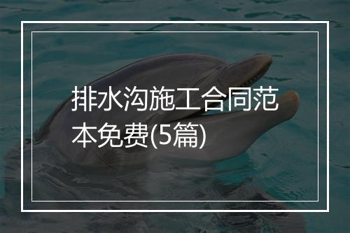 排水沟施工合同范本免费(5篇)